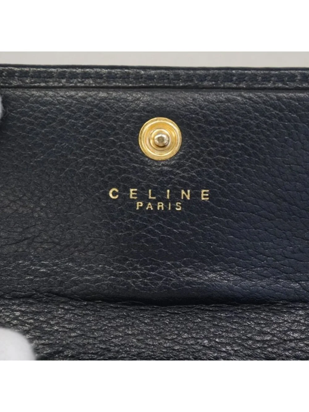 Celine Coin Purse Leather Black Gold